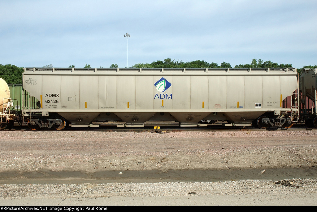 ADMX 63126, 4-Bay Center-Flow Covered Hopper Car on the BNSF at Gibson Yard